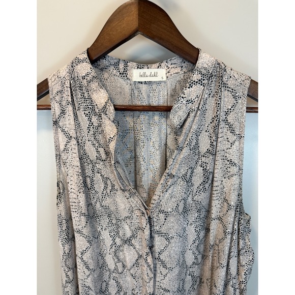 Bella Dahl Snakeskin Print Beige Black Sleeveless Blouse Size Small‎ Beige Black - Picture 4 of 8